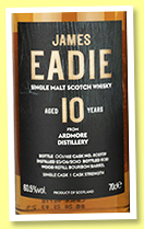 Ardmore 10 yo  2010/2021 (60.5%, James Eadie, export exclusive, bourbon barrel, cask # 802939, 162 bottles)